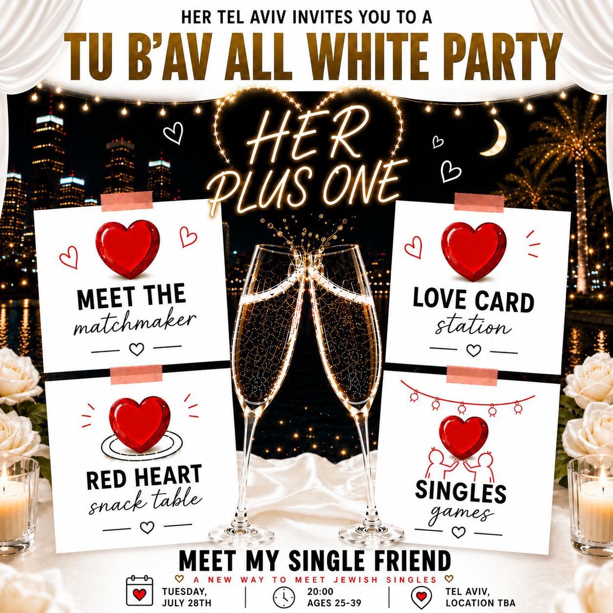פלייר HER Plus One — מסיבת ט"ו באב של HER Tel Aviv